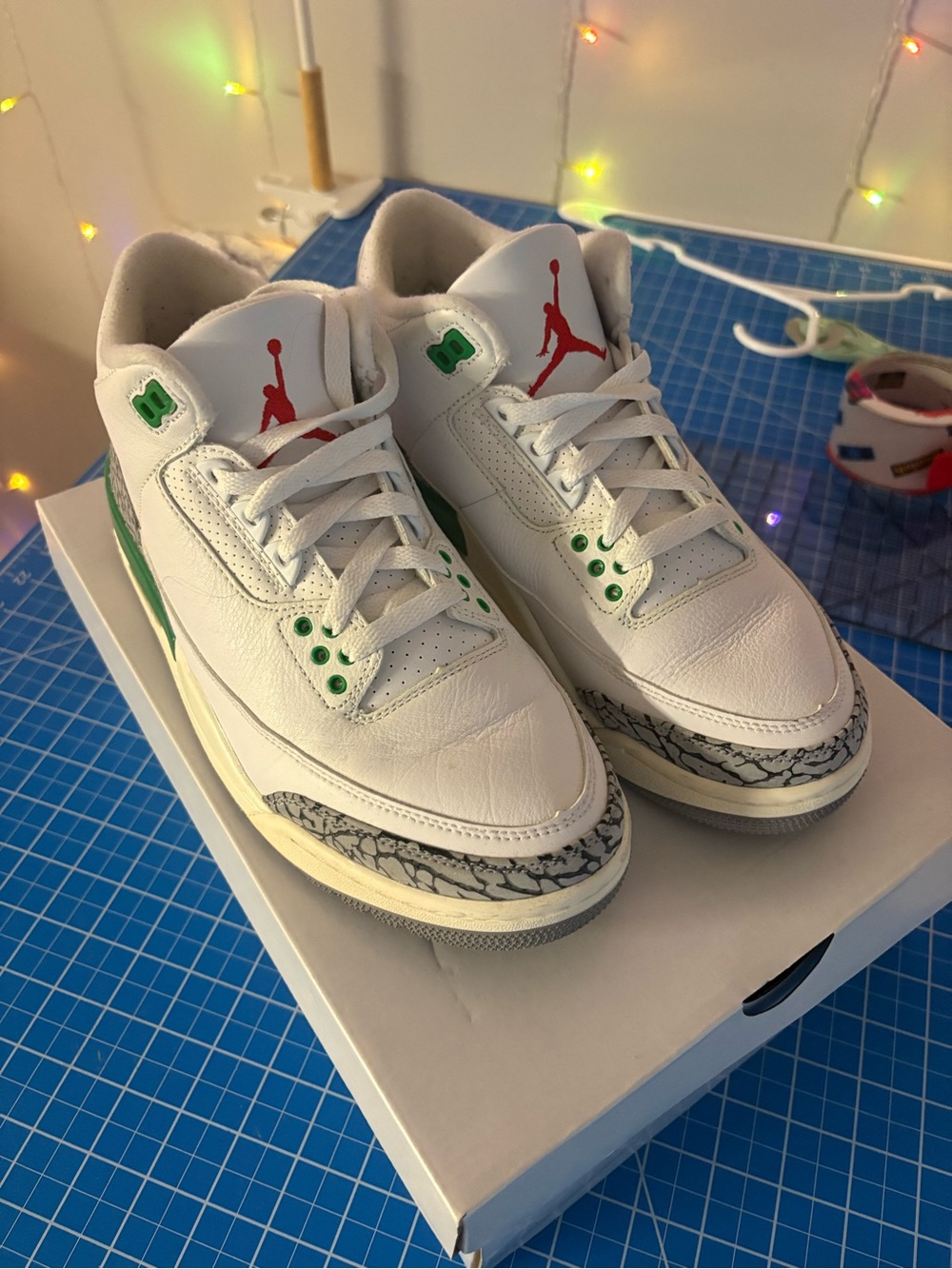 Air Jordan 3 Retro White/Lucky green/ Cement Grey/ Varsity Red